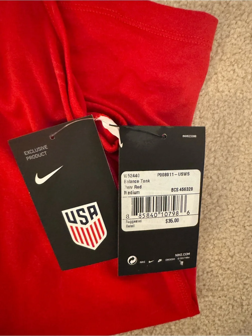 Nike Red USA Dry Fit Athletic Tank Top - Picture 2 of 6